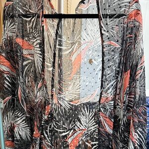 Torrid Beach cover up ruana dotted fern tropical 40” long approx NWOT